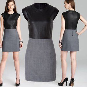 Theory Dress - Gray Skit, Leather Top, Size 2
